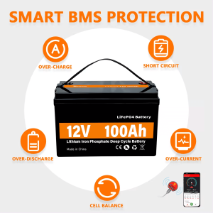 LiFePO4 Suna Energio Stokado Potenca Baterio 12V 100Ah