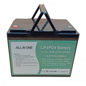 Reŝargebla 896Wh lifepo4-baterio 12V 70Ah por elektra vechile